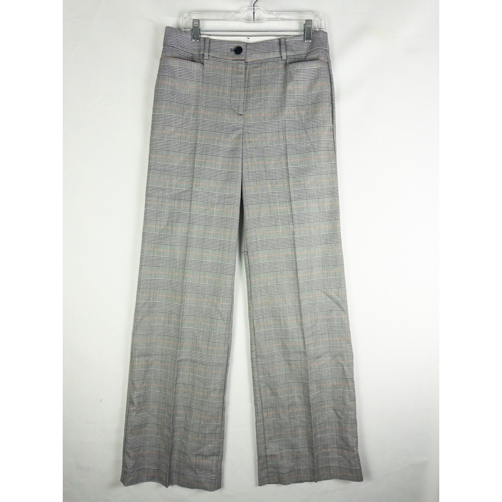LOFT High Waist Wide Leg Trouser Womens 6T Gray Glen Plaid Workwear Old Money